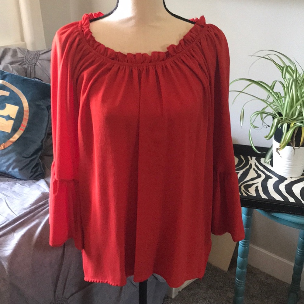 Gathered high-low blouse